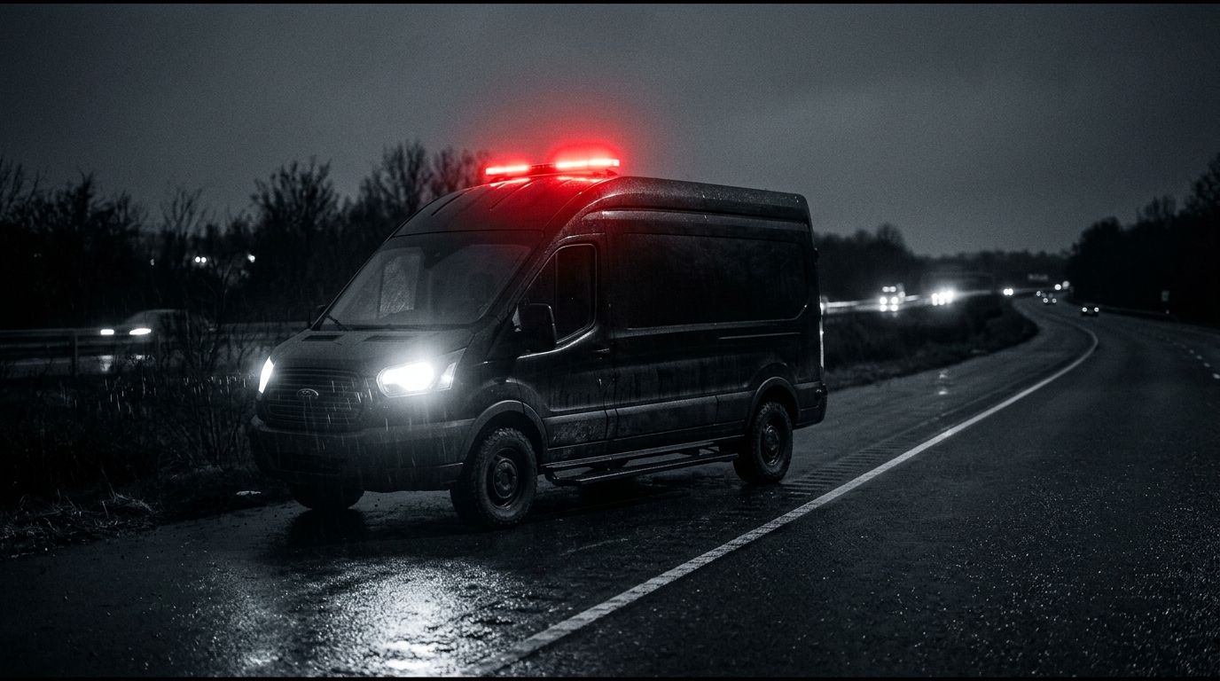 Gece yol kenarında yol yardıma çıkmış servis aracı — Lefkoşa çevresinde 7/24 mobil lastik servisi